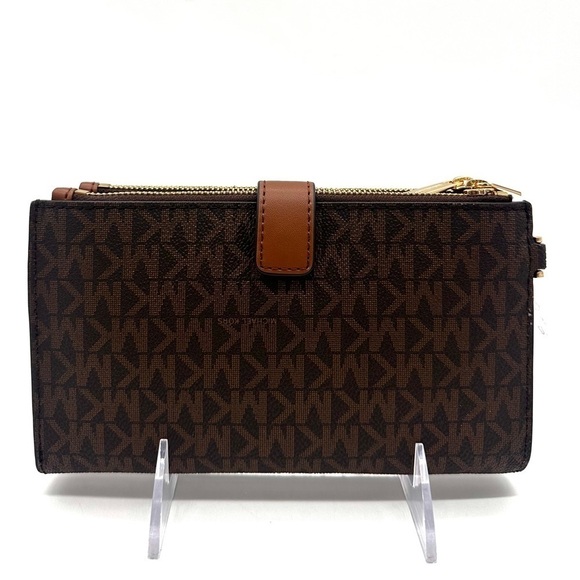 Michael Kors Large Double Zip Wallet Wristlet Brown - Picture 6 of 10